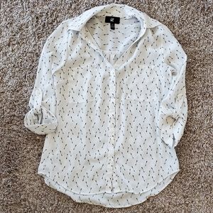 White Arrow Design Button Up